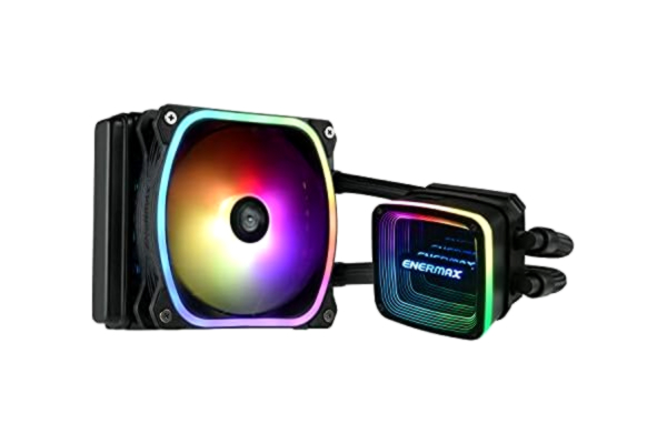 Enermax ENERMAX AQUAFUSION ADV ARGB 120 mm AIO CPU vattenkylning Dual Chamber för Intel LGA1700/AMD AM5 stöd 250W TDP (1x SquA RGB 120 PWM-fläkt); ELC-AQFA120-SQA, svart