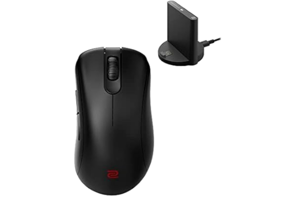 Zowie BenQ ZOWIE EC3-CW Kabellose ergonomische Gaming-Maus für Esports | Verbesserter Empfänger | 24-stufiges Scrollrad | Treiberlos | Mattschwarze Beschichtung | Kleine Größe