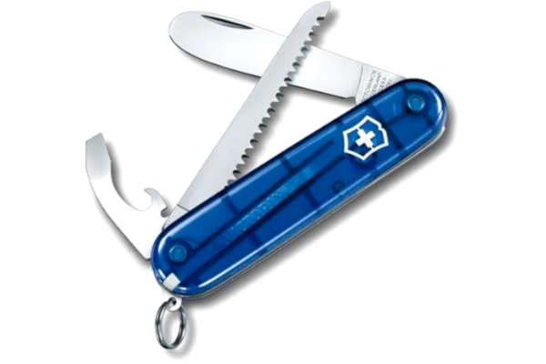 Victorinox  fickkniv My First Victorinox (9 funktioner, rundat blad, träsåg, kedja) blå transparent