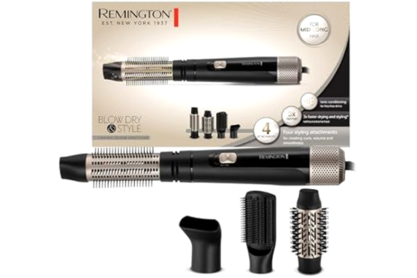 Remington  Blow Dry & Style Varmluftsborste, 1000W, 4 utbytbara tillbehör, 2 värme/-hastighetslägen, 1,8m sladd, AS7500