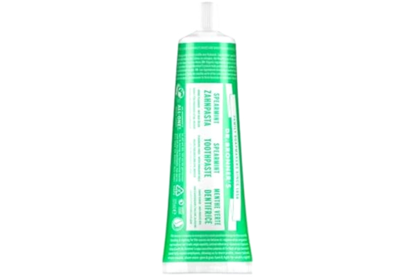 Dr. Bronner's Dr. Bronners tandkräm Spearmint | Utan flourid | Vegan | Med ekologisk och rättvis handel kokosolja | 1 rör vardera 105 ml