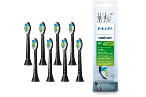 Philips PHILIPS Sonicare W2 Optimal White Standard soniska tandborsthuvuden i originalutförande – förpackning med åtta enheter i svart (modell HX6068/13) - gammal produkt