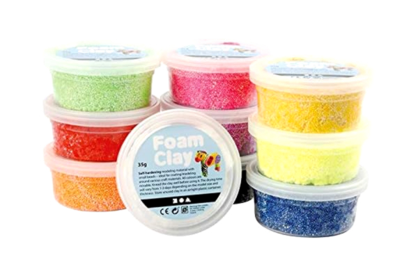 Foam Clay Skumlera – sortiment, asstd-färger, Basic, 10 x 35 g av Creativ