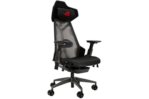 Asus ASUS ROG Destrier Ergo Gaming Chair (ergonomisk stol, 360° armstöd för mobila, akustiska paneler, aluminiumram, ventilerande nät, justerbart ländryggsstöd och nackstöd)