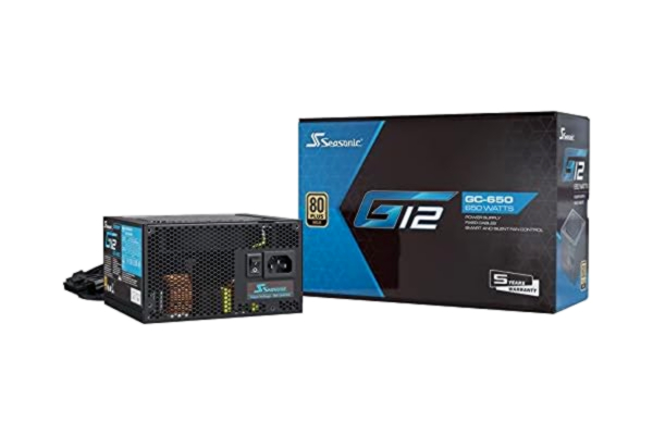 Seasonic  G12 GC 650 W Non-Modular PSU, ATX 12 V, 80 PLUS Gold Certified PC Power Supply with Fixed Cables