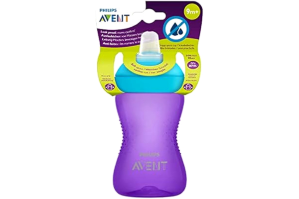 Philips  Avent Soft, bitsäker pipmugg SCF802/01 - 1 mugg - Rymmern 300 ml - 9m+ - Lätt att greppa - Lätt att montera - BPA-fri - Lätt att rengöra - Bitsäker - diskmaskinssäker - Blå/Lila