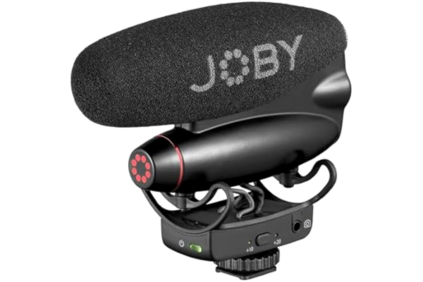 Joby JOBY Wavo PRO DS Professionell kamera riktad hagelgevärsmikrofon, Rycote Technology Shock Mount, lågt skuret filter, inbyggda lysdioder, CSC, spegelfri, vlogging, Youtuber, innehållsskapare