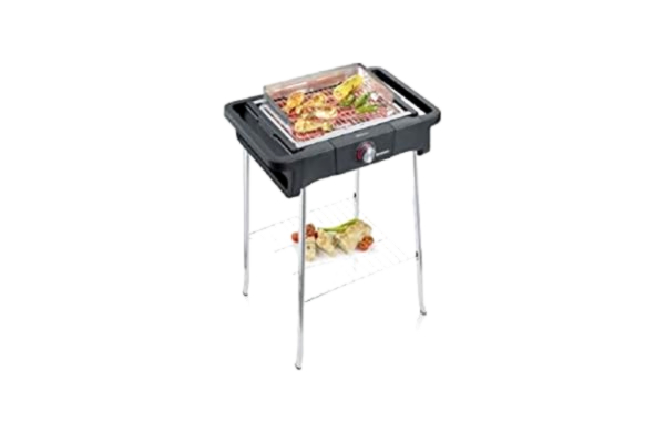 Severin SEVERIN Barbecue sur Pieds "STYLE Evo S", 2 500 W, 0°C à 350°C en 10 min., bac à eau réducteur de fumée et d'odeurs, Noir, PG 8124
