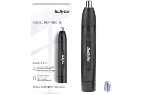 BaByliss  Näs- och Örontrimmer - Precisions 2-Bladssystem, Batteridrivet, Rostfritt Stål, Lätt att Rengöra, Avtagbara Tillbehör, Svart, E650E