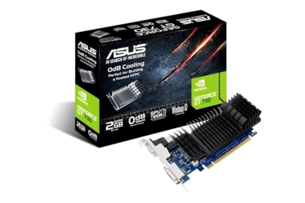 Asus ASUS GT730-SL-2GD5-BRK GeForce GT 730 2GB GDDR5 lågprofilgrafikkort för tyst HTPC-konstruktion innehåller LP-fästen