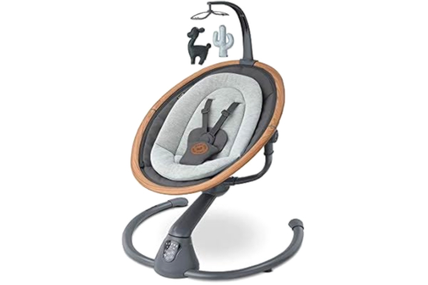 Maxi-Cosi  Cassia Baby Rocker Electric Baby Swing with Music, Motion Detection and 360° Seat, Usable from Birth to Approx. 6 Months, 0-9 kg, Essential Graphite (Grey)