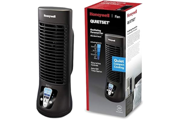 Honeywell  QuietSet HTF210BE wentylator oscylujący, indywidualnie regulowany, mini wentylator wieżowy, cicha praca)
