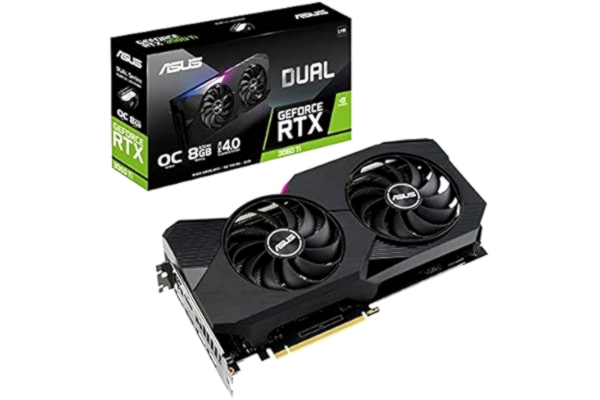 Asus ASUS DUAL NVIDIA GeForce RTX 3060 Ti V2 OC Edition – Carte graphique (8GB GDDR6, PCIe 4.0, HDMI 2.1, DisplayPort 1.4a, Ventilateurx axiaux, 2 x BIOS, Plaque arrière renforcée, GPU Tweak II)