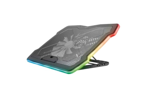 Trust  Gaming GXT 1126 Aura flerfärgsbelyst laptop-kylstativ för bärbara datorer upp till 17,3 tum, laptop-kylare med justerbar hastighet, tystnadsläge, USB-driven för spel – svart