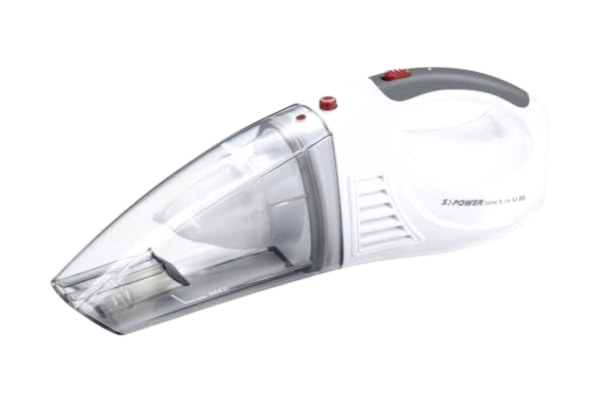 Severin SEVERIN 3-i-1 sladdlös handdammsugare S'POWER home & car Li 20, handdammsugare våt/torr med kraftfullt 7,4V Li-ion-batteri, bildammsugare inkl. 12V-bilsladdningskabel, vit/röd, HV 7144