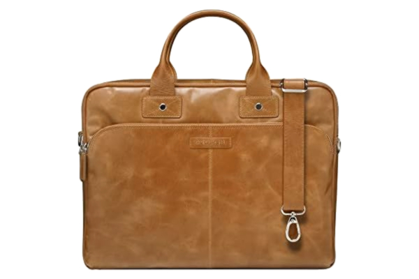 dbramante1928  Kronborg 16" laptopväska för kvinnor och män - väska med strukturerade läderhandtag och justerbar axelrem - äkta fullblommig läder - Tan N.E.