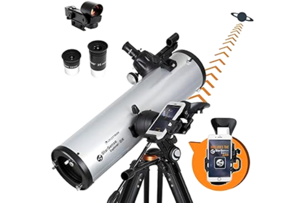 Celestron  22461 StarSense Explore DX 130 Newton-reflektorteleskop med smartphone-app-kompatibel teknik – kompatibel med iOS/Android
