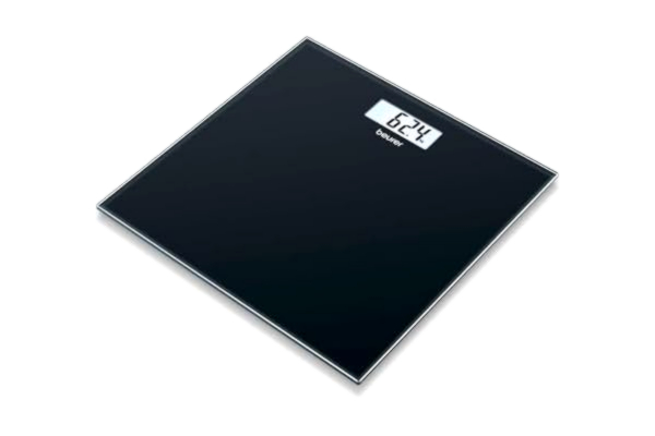 Beurer  GS 10 Black personvåg, med LCD-display, överbelastningsindikator, automatisk avstängning, platt och elegant våg för kroppsvikt av glas, svart