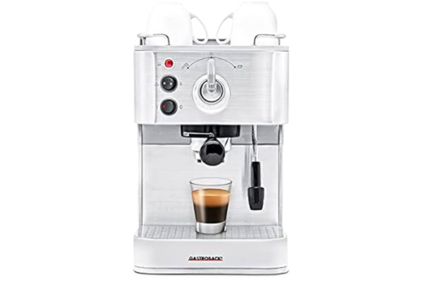Gastroback  42606 Design Espresso Plus, espressomachine, zeefhouder, professioneel, Italiaal. Espressopomp (Ulka/15 bar), 1250 watt, roestvrij staal, zilver