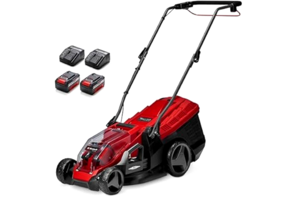 Einhell  Sladdlösa gräsklipparen GE-CM 36/36 Li Kit Power X-Change (36 V, 36 cm klippbredd, upp till 400 m², borstlös, 40L uppsamlingspåse, 25-75 mm klipphöjd, inkl. 2x 4,0 Ah batteri och 2x laddare)