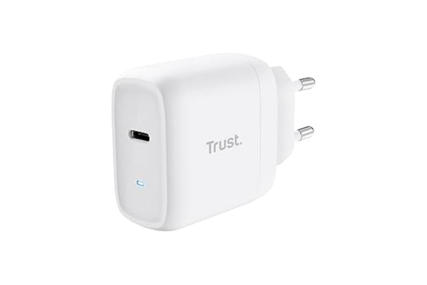Trust  Maxo 45 W USB-C-laddare, 75% återvunnet material, snabbladdare med 2 m USB-C-kabel, nätadapter för iPhone, Samsung Galaxy, Steam Deck, Smartphones, surfplattor - vit