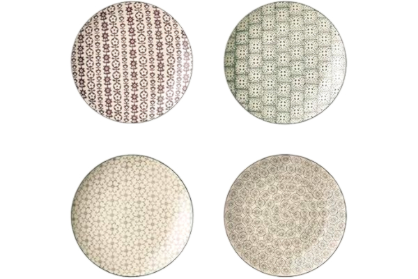 Bloomingville  tallrik karin, grå grön lila, keramik, set om 4, 20 cm