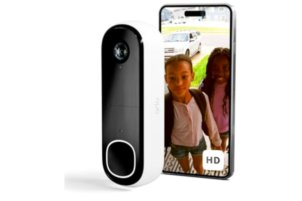 Arlo  Essential FHD Videocytofon, Trådlös WiFi-kamera Utomhus, Trådlös Dörrklocka Utomhus, Smart Intercom, Rörelsesensor, Nattsyn, Sjöjungfru, Provning Inklusive Arlo Secure, Vit