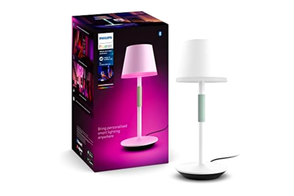 Philips  Hue Belle Vit Bordarmatur, LED-modul, Philips Hue White and Color, portabel lampa, laddbar, 370 lumen, Zigbee & Bluetooth, trådlös, röststyrning via Amazon Alexa, Google Home och Siri