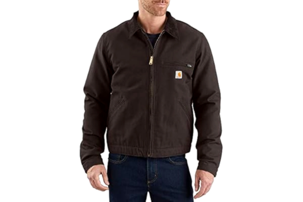 Carhartt  Heren Duck Detroit Jas Werk Utility Bovenkleding, donkerbruin, S