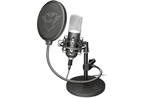 Trust  Gaming GXT 252 Emita Studio Microphone with Stand and Flightcase, Cardioid USB Microphone for PC, PS4, PS5, Laptop, Streaming, Recording, ASMR, Podcast, Youtube, Twitch - Black
