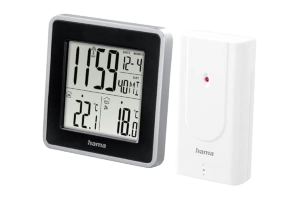 Hama  EWS Intro Svart, Silver - Väderstation (Svart, Silver, Inomhustermometer, Utomhustermometer, Termometer, 0–50 ° C, 32-122 ° F, -20-60 °C)