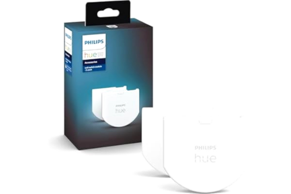Philips  Hue Väggmodul/Wall Switch Module (2pack), styr din Hue-belysning med appen eller med strömbrytaren på väggen utan att tappa koppling till lamporna, kompatibel med Philips Hue-ekosystem, Zigbee