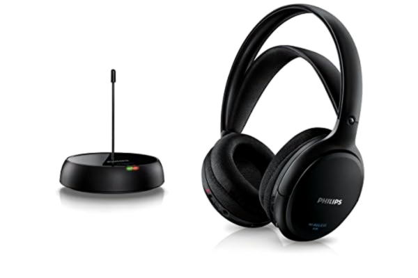 Philips  SHC5200/10 Trådlösa HiFi-Hörlurar Over-Ear (32-mm-Högtalarelement, Trådlös FM-överföring, Självjusterande Inre Huvudband, Lätt Design, Helt Uppladdningsbara) Svart
