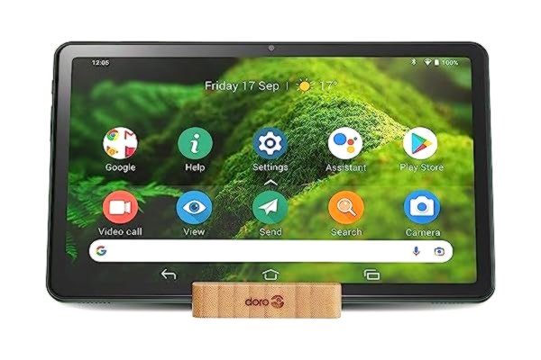 Doro  Surfplatta, lätt för seniorer, Android-surfplatta – 10,4 tum HD-skärm – 5MP + 8MP kamera – wifi – bluetooth – strömlinjeformat gränssnitt – stora ikoner – klart ljud – 4 GB RAM + 32 GB (grå)
