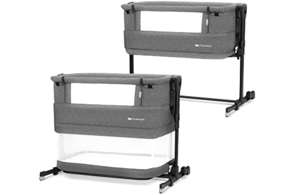 KinderKraft Kinderkraft NESTE GROW Babysäng 3-i-1, resesäng, höjdjustering, justeras Lutningsvinkeln för madrassen, med tillbehör, madras, bomullslakan, från födseln upp till 2 år, grå