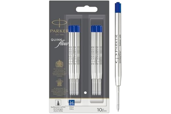Parker  QUINKflow patroner till kulspetspenna | Mediumspets | Blå | 10 st