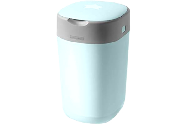 Tommee Tippee  Twist and Click Advanced Nappy Bin, Includes 1x Refill Cassette, Locks in Odours and Germs, Blue