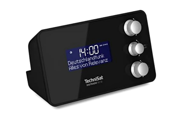 TechniSat  DIGITRADIO 50 SE – radioväckarklocka (DAB+/FM-mottagare, dimbar display, väckarklocka med två justerbara larmtider, snooze, sömntimer, 1,5 watt, hörlursuttag, USB-laddning) svart