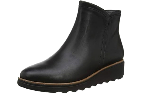 Clarks  Damskie botki Sharon Heights, klasyczne, czarna skóra, 41 EU