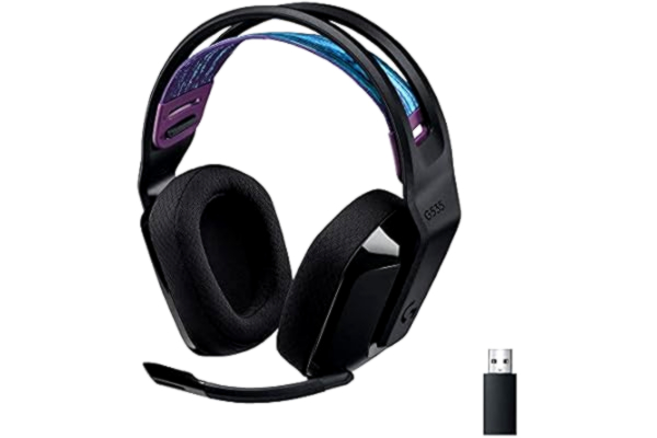 Logitech  G535 – trådlöst LIGHTSPEED-spelheadset – lätta hörlurar, mikrofon som vänds upp för ljud av, stereo, kompatibelt med PC, PS4, PS5, USB-laddningsbart - Svart