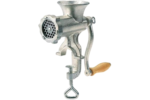 Westmark  Meat Mincer with perforated disc, sausage funnel and pastry attachment, Screw clamp for table mounting, Size 8, Tinned cast steel, Silver, 9752260