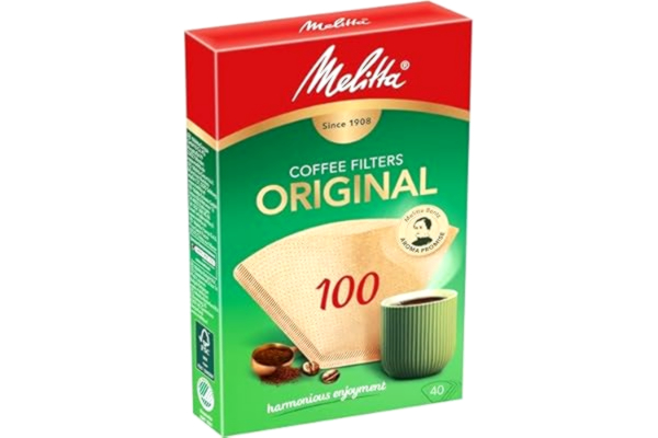Melitta  Filterpåsar 100, aromporpapper, naturbrun, (40 stycken) 1-pack, kompatibel med kaffekokare (Packaging may vary)