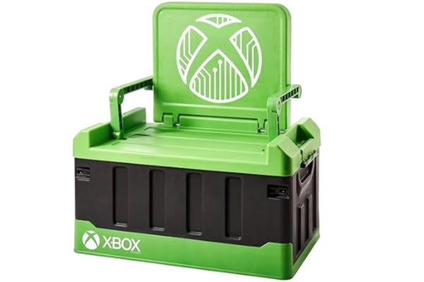 numskull Numskull Xbox 2-i-1 leksaksförvaringslåda och hopfällbar stol – speltillbehörsorganisatör med lock och handtag för familjerum, officiella Microsoft Merchandise
