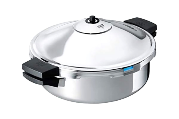 Kuhn Rikon KUHN RIKON 30330 snelkookpan/stoompan DUROMATIC Hotel snelbraadpan, inductie, roestvrij staal, zilver, 5 liter/28 cm