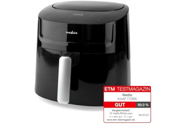 Nedis  KAAF170BK, Varmluftsteger, 7,2 L, 40 °C, 200 °C, 240 min., Enkelt