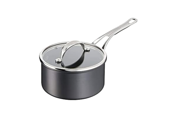 Tefal  H9122344 Jamie Oliver Cook's Classics Casserole antiadhésive, passe au four, à induction, couvercle en verre, poignée rivetée, casserole en aluminium anodisé dur + couvercle, noir, 18 cm