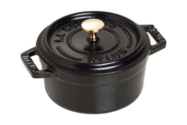Staub STAUB Mini Cocotte, rund med lock 10 cm, 0,25 l, lämplig för induktion, med matt svart emaljering inuti grytan, svart