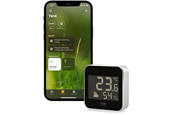 Eve Systems Eve Weather - Connected Weather Station wit Apple HomeKit technology for tracking temperature, humidity & barometric pressure, weather trend, IPX4 water resistance, display, Bluetooth, Thread