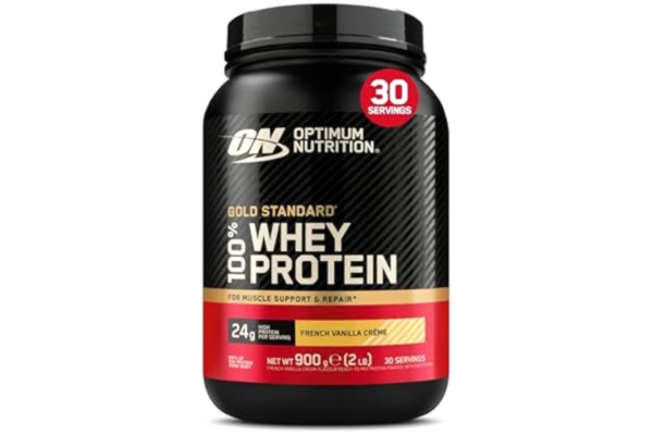 Optimum Nutrition  Gold Standard 100% Whey Vassleprotein, French Vanilla Crème, 900g, 30 Portioner, Förpackningen Kan Variera