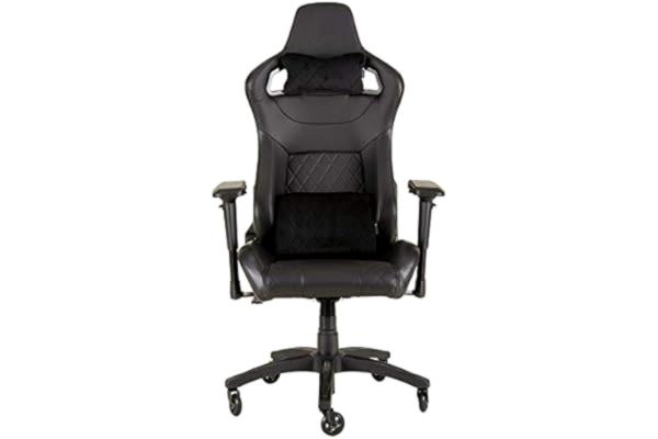 Corsair  T1 Race - Faux Leather Racing Gaming Chair, Easy Assembly, Ergonomic Swivel, Adjustable Height & 4D Armrests, Lumbar Support, Comfortable with Recliner - Black